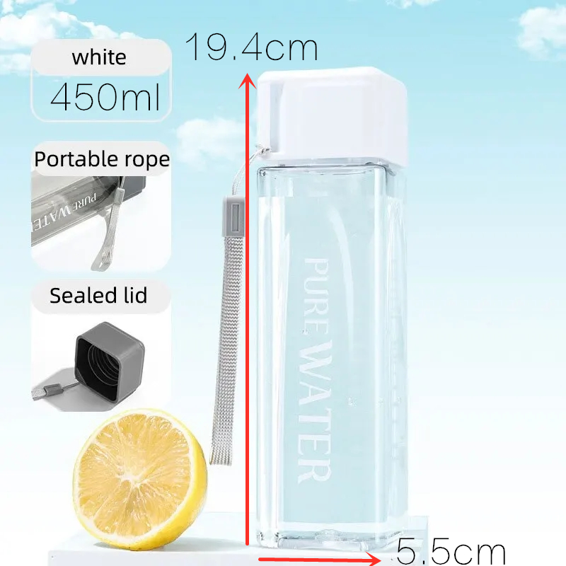 450ml,1pcs Clear Square Drinki - огляд і ціна Outdoor Sport Glass Water Bottle